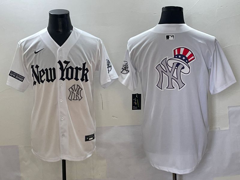 Men 2025 New York Yankees Blank White Five generations Joint Name Nike MLB Jersey style 79->new york yankees->MLB Jersey